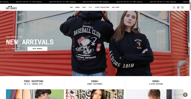 Security scan screenshot of https://riotsociety.com/?srsltid=AfmBOoofApf9v2RYNdaByHdtopJBvJtWhs2ZxUkfg35tQAXmqy9Vxahi