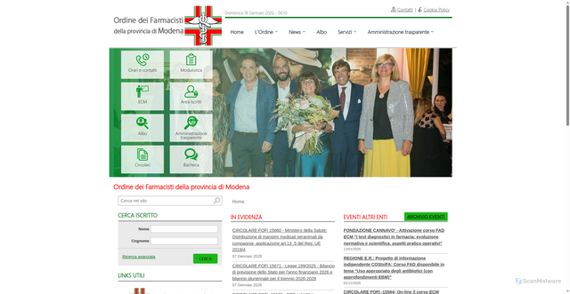 Security scan screenshot of https://www.ordinefarmacistimo.it/