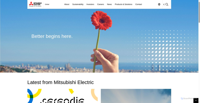 Security scan screenshot of https://www.mitsubishielectric.com