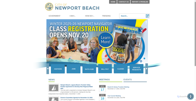 Security scan screenshot of https://www.newportbeachca.gov/