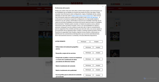 Security scan screenshot of https://marca.com