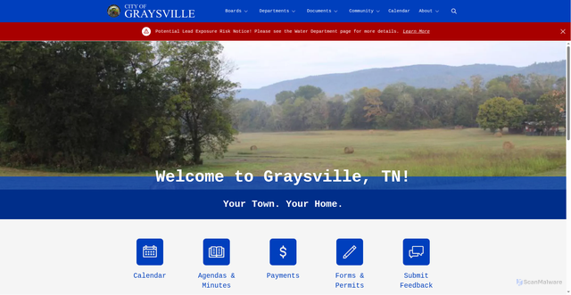 Security scan screenshot of https://graysvilletn.gov/