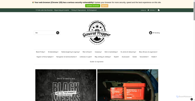 Security scan screenshot of https://generalprepper.se/