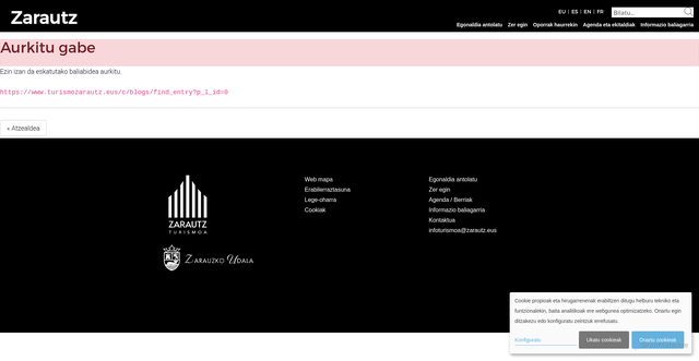 Security scan screenshot of https://www.turismozarautz.eus/c/blogs/find_entry?p_l_id=0