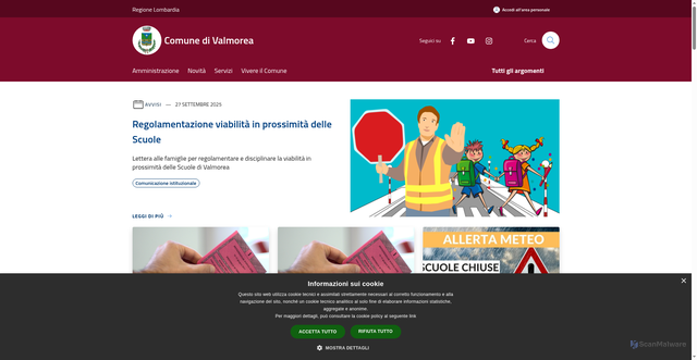 Security scan screenshot of https://www.comune.valmorea.co.it/it