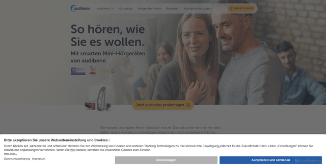 Security scan screenshot of https://audibene.de