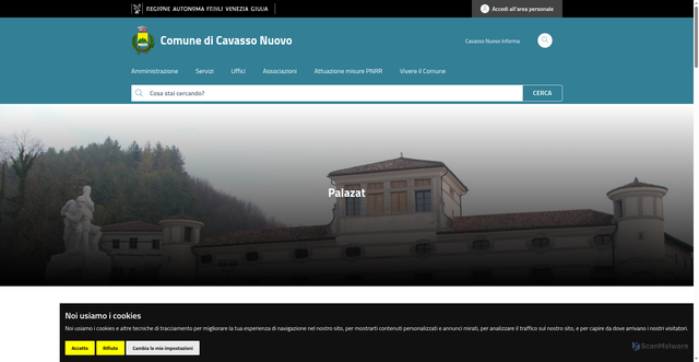 Security scan screenshot of https://www.comune.cavassonuovo.pn.it/