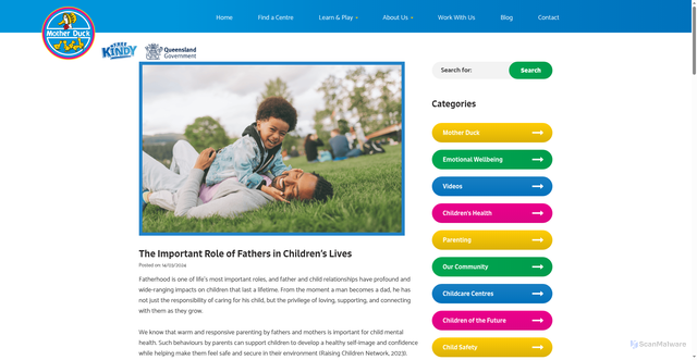 Security scan screenshot of https://www.motherduck.com.au/important-role-of-fathers-in-childrens-lives/