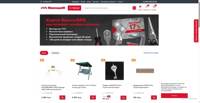 Security scan screenshot of https://www.maxidom.ru