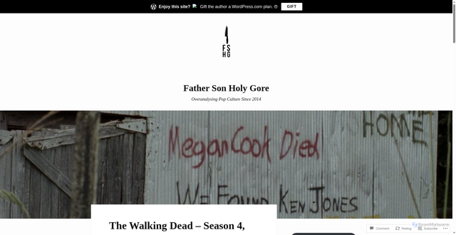 Security scan screenshot of https://fathersonholygore.com/2017/06/10/the-walking-dead-season-4-episode-6-live-bait/