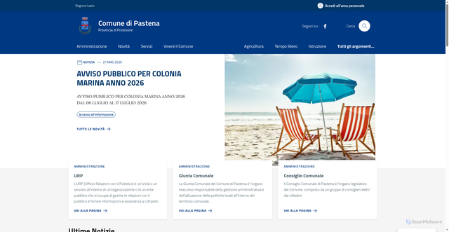 Security scan screenshot of https://www.comune.pastena.fr.it