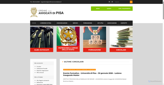Security scan screenshot of https://www.ordineavvocati.pisa.it/