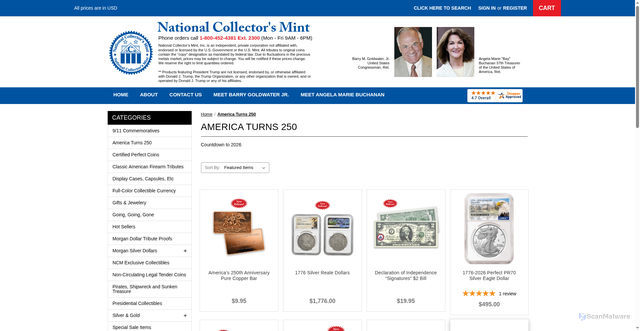 Security scan screenshot of https://ncmint.com/america-turns-250/
