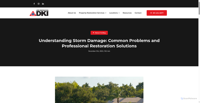 Security scan screenshot of https://www.apexdki.com/blog/understanding-storm-damage-common-problems-and-professional-restoration-solutions/