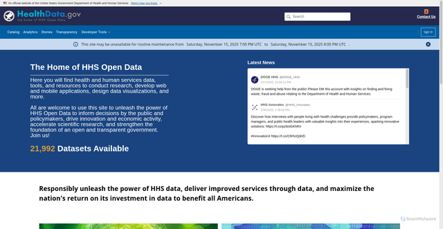 Security scan screenshot of https://healthdata.gov/