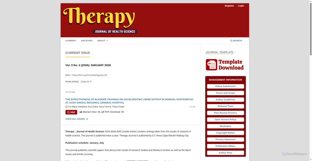Security scan screenshot of https://therapy.renaciptamandiri.org/index.php/ojs