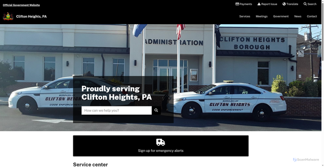 Security scan screenshot of https://www.cliftonheightspa.gov/