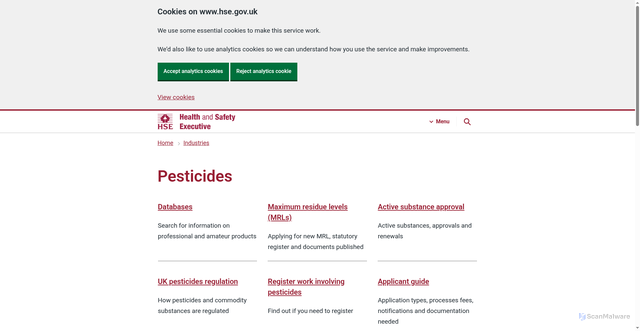 Security scan screenshot of http://www.pesticides.gov.uk/pesticides_forum_home.asp