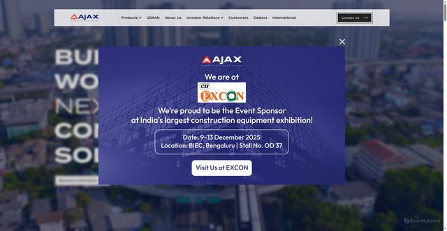 Security scan screenshot of https://www.ajax-engg.com/