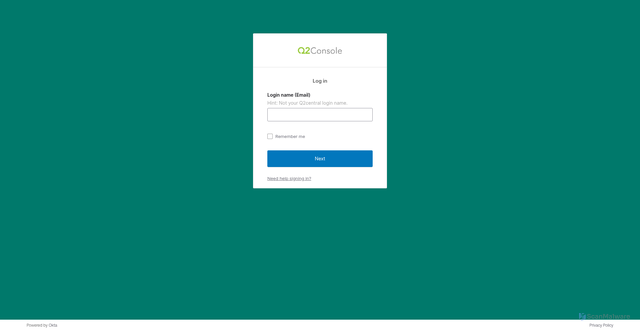 Security scan screenshot of https://q2console.okta.com