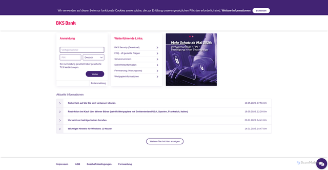 Security scan screenshot of https://bksbank-online.at