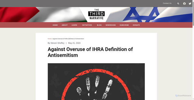 Security scan screenshot of https://thirdnarrative.org/against-overuse-of-ihra-definition-of-antisemitism/