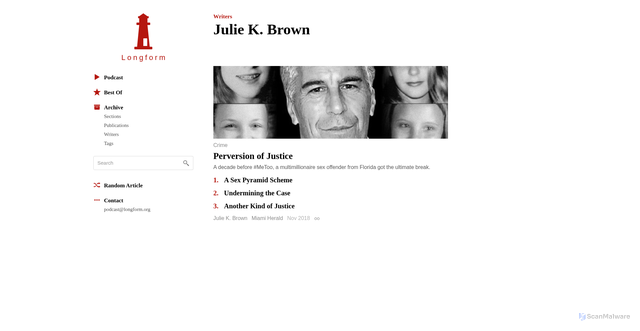 Security scan screenshot of https://longform.org/archive/writers/julie-k-brown