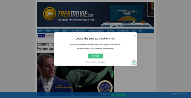 Security scan screenshot of https://trekmovie.com/2025/10/01/exclusive-scott-bakula-led-star-trek-united-pitch-explores-archers-family-romulan-war-aftermath/