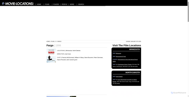 Security scan screenshot of https://movie-locations.com/movies/f/Fargo.php