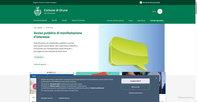 Security scan screenshot of https://www.comune.orune.nu.it
