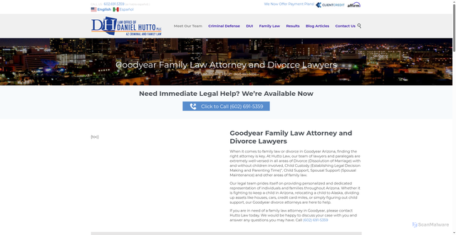 Security scan screenshot of https://azcriminalandfamilylaw.com/goodyear/