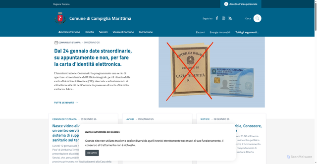 Security scan screenshot of https://www.comune.campigliamarittima.li.it/