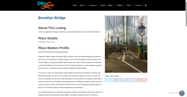 Security scan screenshot of https://citylore.org/places/brooklyn-bridge/