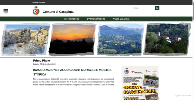 Security scan screenshot of https://www.comune.casapinta.bi.it/HOME