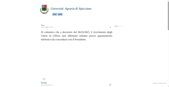 Security scan screenshot of https://universitaagrariasipicciano.it/