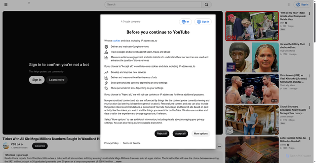 Security scan screenshot of accounts.google.com