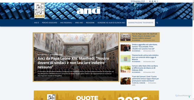 Security scan screenshot of https://www.anci.it/