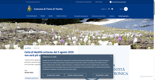 Security scan screenshot of https://www.comunetioneditrento.it