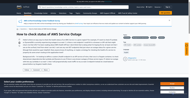 Security scan screenshot of https://repost.aws/questions/QUOP2qphRlQOuh53_xXFyy_w/how-to-check-status-of-aws-service-outage