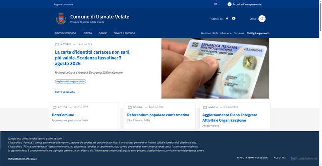 Security scan screenshot of https://www.comune.usmatevelate.mb.it/