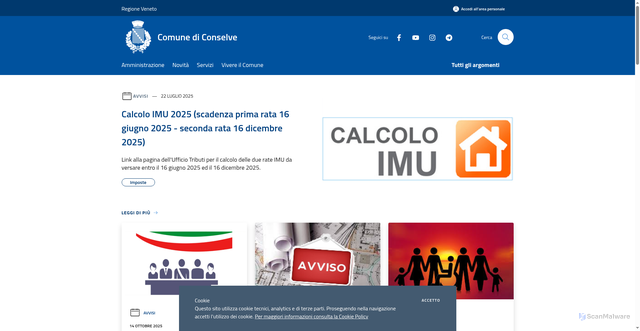 Security scan screenshot of https://www.comune.conselve.pd.it/it