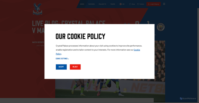 Security scan screenshot of https://www.cpfc.co.uk/news/match-reports/live-blog-match-report-highlights-crystal-palace-manchester-city-december-2025/