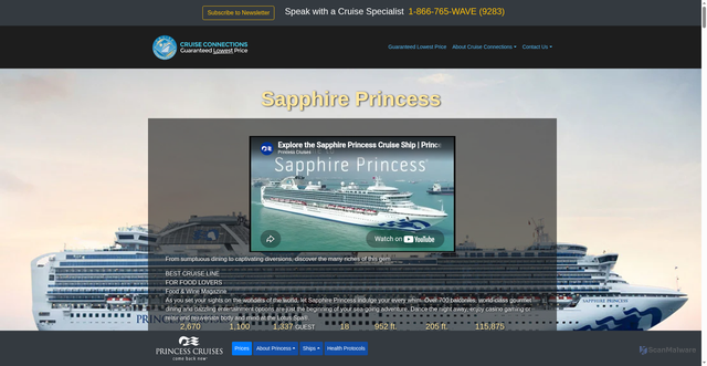 Security scan screenshot of https://cruise-connections.com/princess/ships/sapphire-princess/