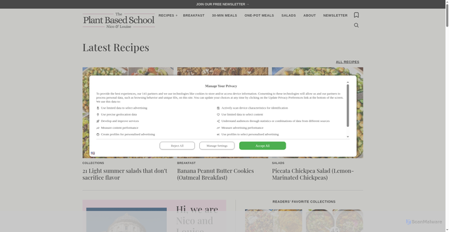 Security scan screenshot of https://theplantbasedschool.com