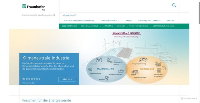 Security scan screenshot of https://www.ise.fraunhofer.de/