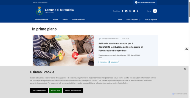 Security scan screenshot of https://www.comune.mirandola.mo.it