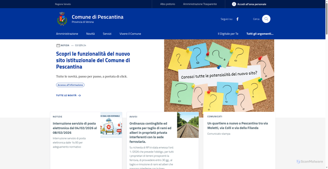 Security scan screenshot of https://www.comune.pescantina.vr.it/