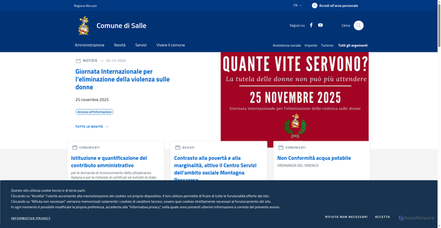Security scan screenshot of https://www.comune.salle.pe.it/