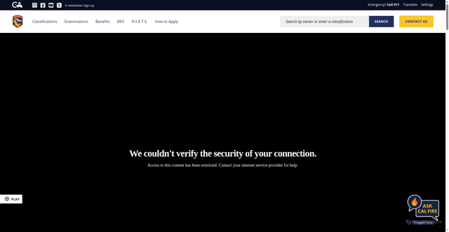 Security scan screenshot of https://www.joincalfire.com/