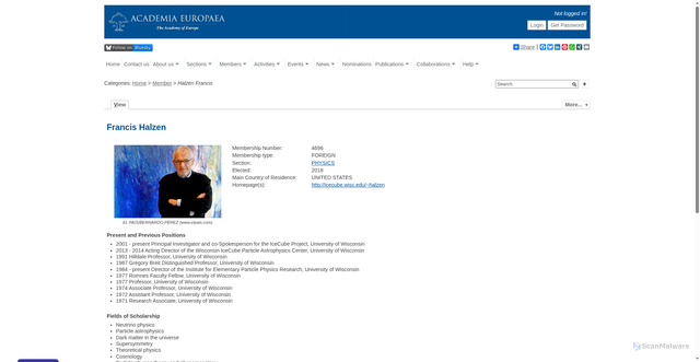 Security scan screenshot of https://www.ae-info.org/ae/User/Halzen_Francis